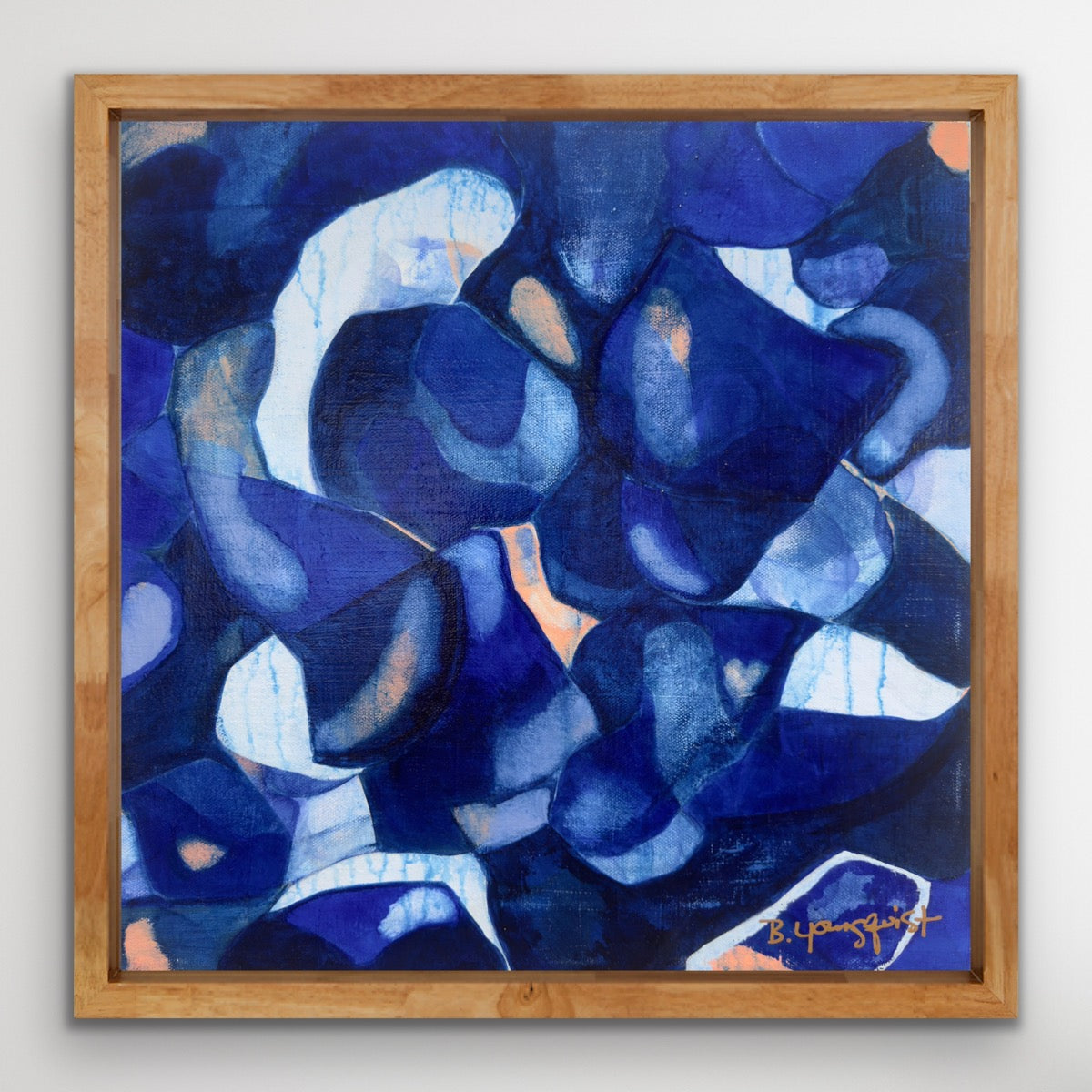 original blue abstract acrylic painting for home or office