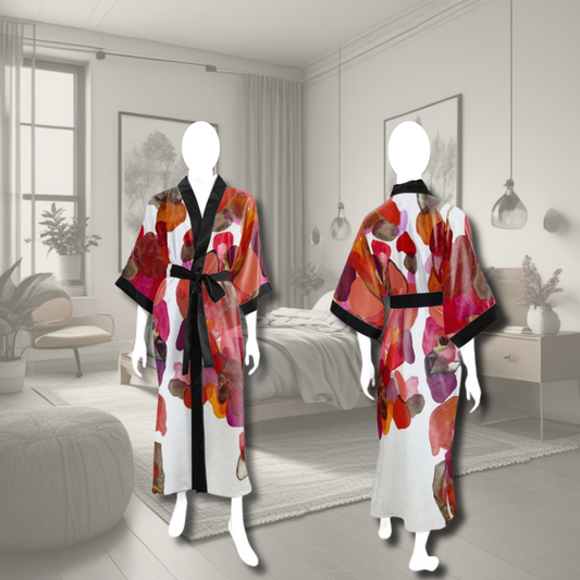 A limited edition luxury artwear bathrobe featuring the original art of B.Youngquist Art and the painting Migration that expresses the movement of migrating butterflies.
