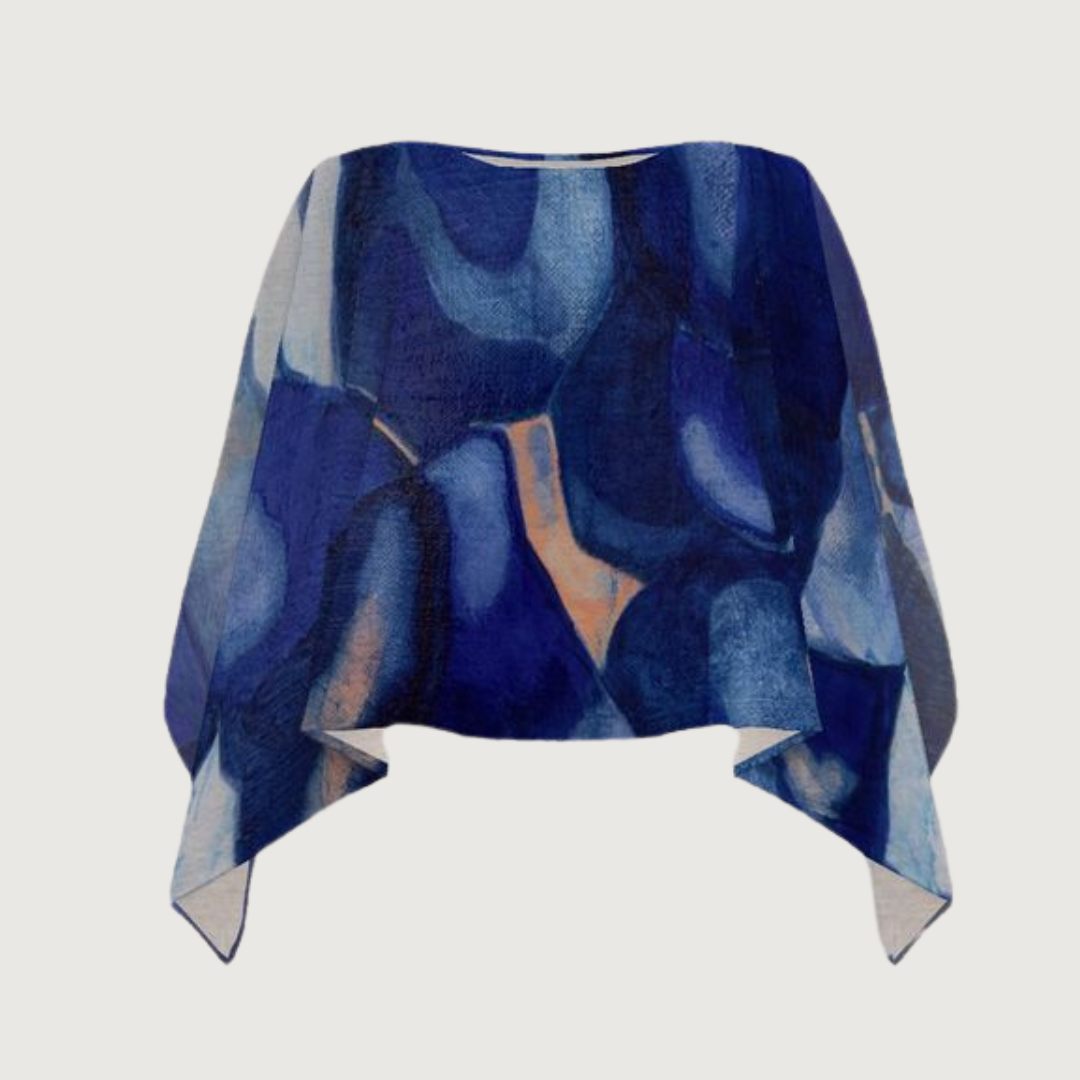 A luxury soft knit abstract art shawl exclusive design great for travel and leisure.