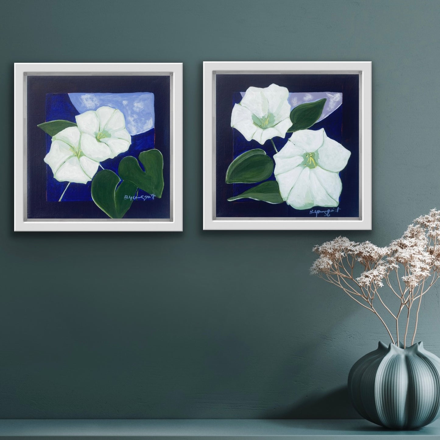 Quiet Opening Moonflower Painting