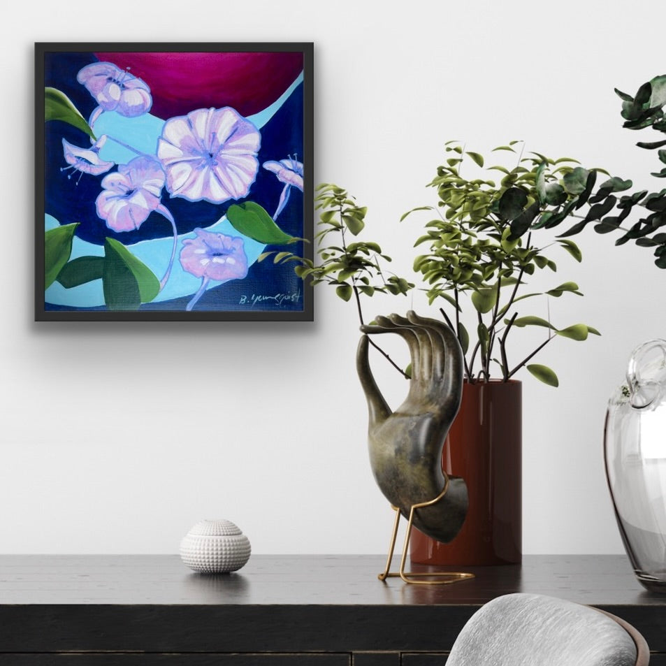 Lunar Bloom Symbolic Abstract Painting