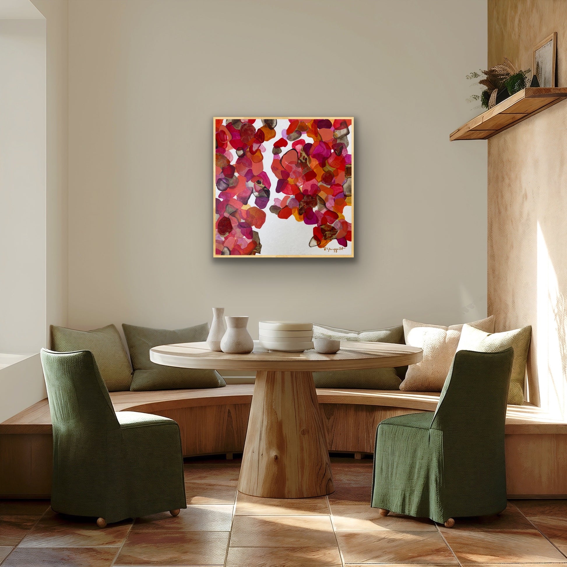 Contemporary vibrant abstract painting inspired by migrating butterflies for interior designers and art collectors