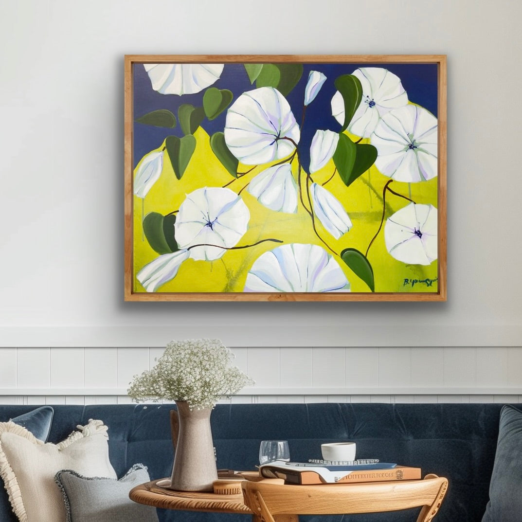 Symbolic abstract art exploring the meaning of moonflowers and personal transformation.