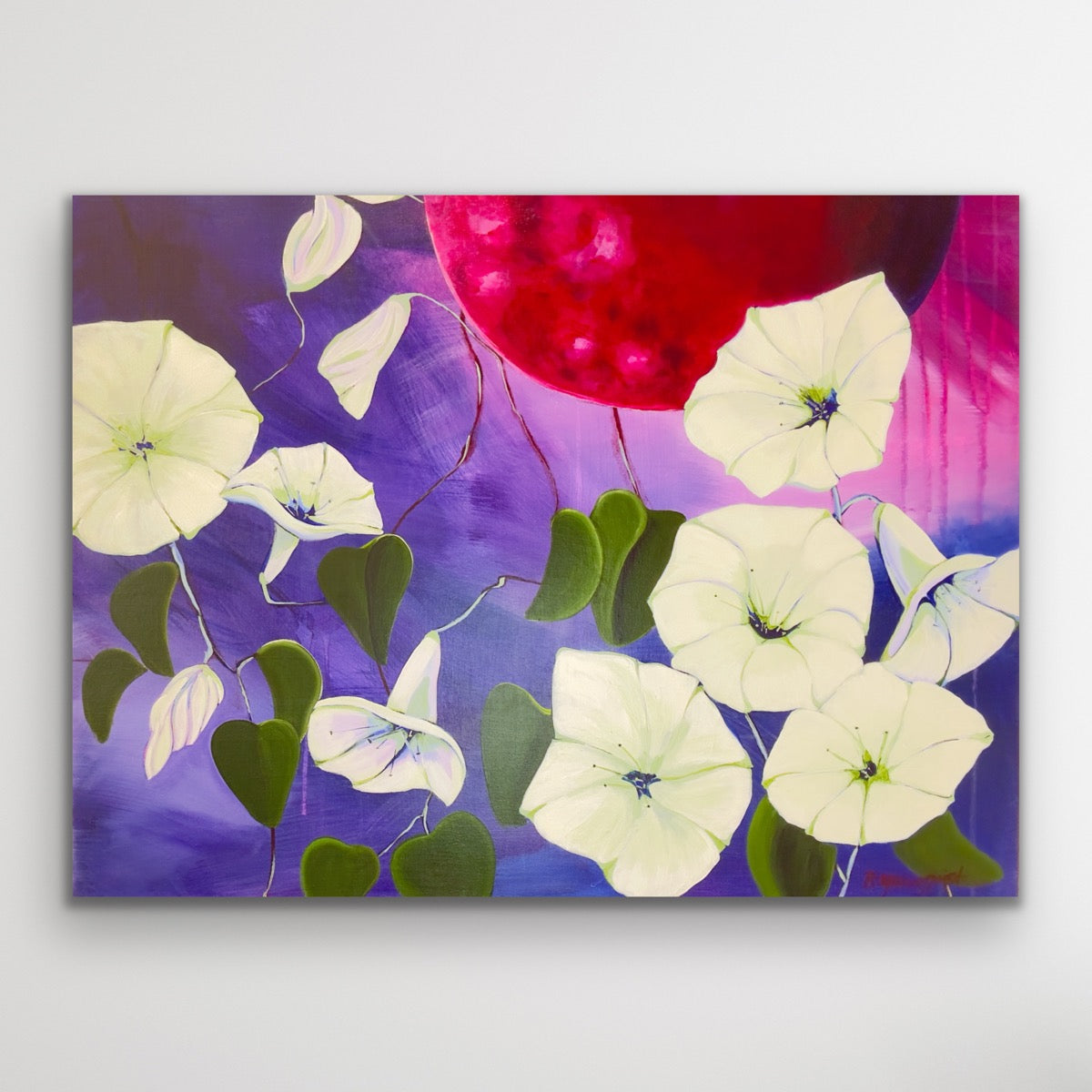 Discover the Moonflowers series: contemplative abstract paintings of night-blooming flowers,indigo skies,and luminous moonlight inspired by intuition and inner life.