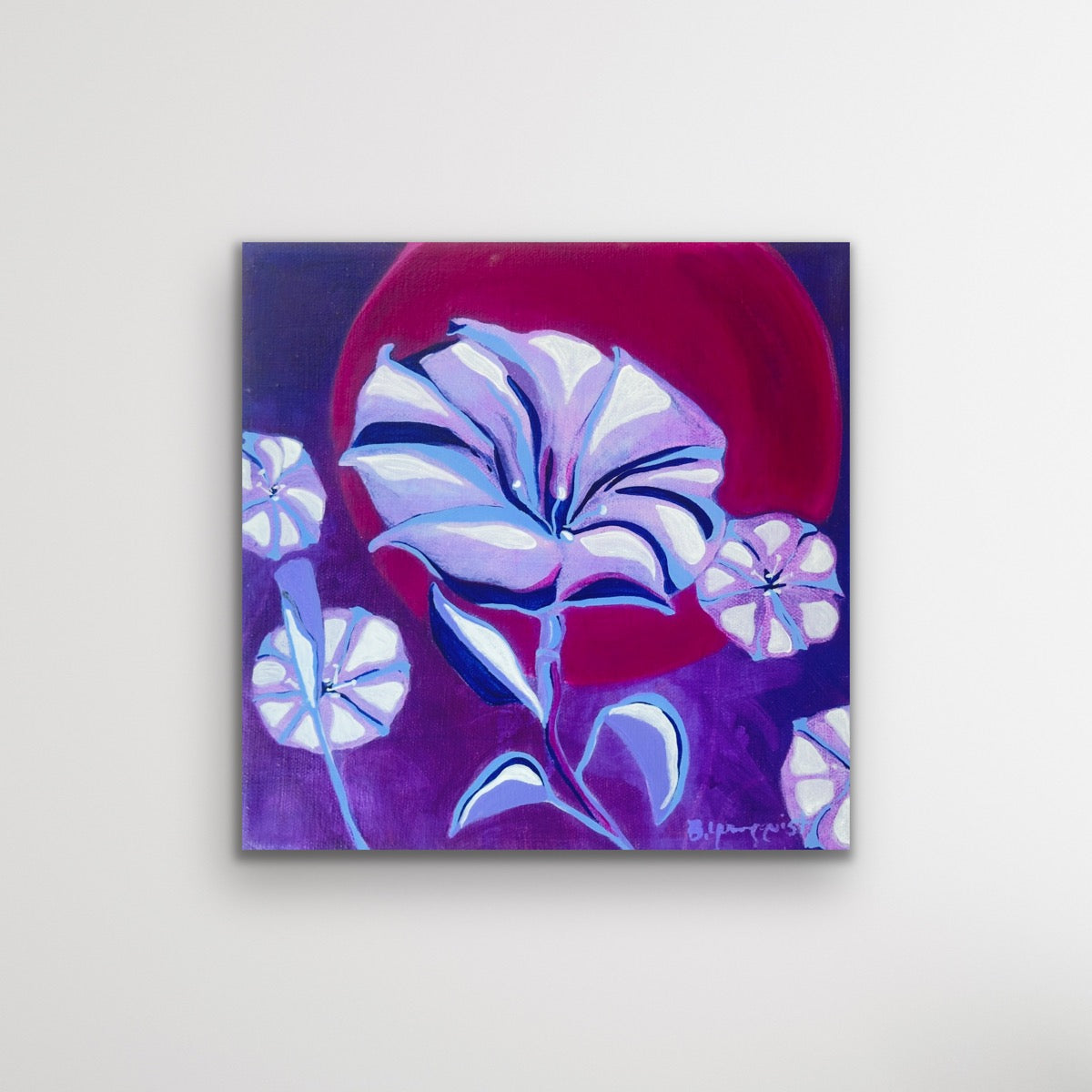 Explore the Moonflower series-symbolic abstract paintings of luminous night blooms and moonlight inspired by intuition,shadow,and Jungian symbolism.